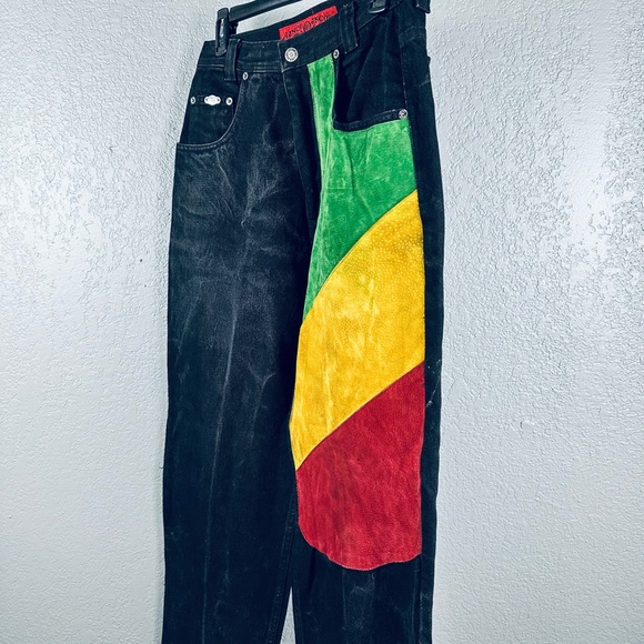 RARE JNCO Multicolor Suede Leather Panel Quality Bad Ass Jeans - Picture 7 of 7
